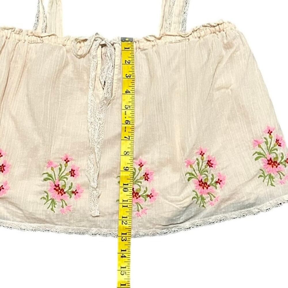 Free People Light Pink Floral Embroidered Halter Top Women's Medium - Picture 8 of 11